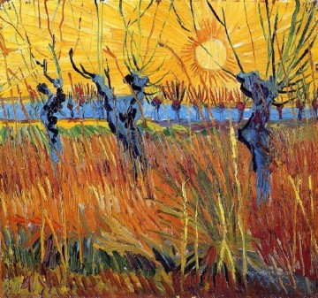Sauces pollard y sol poniente Vincent van Gogh Pinturas al óleo